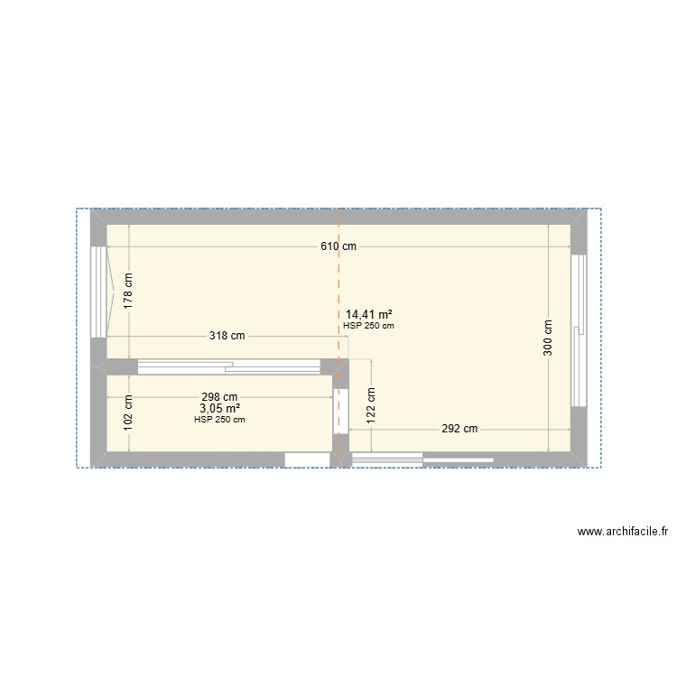 EXTENSION VINCENZO. Plan de 2 pièces et 17 m2