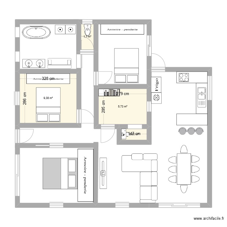 NOUVEAU PLAN MAISON RENOV. Plan de 4 pièces et 17 m2