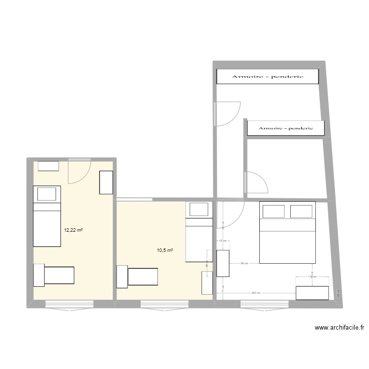 chamoyron. Plan de 2 pièces et 23 m2