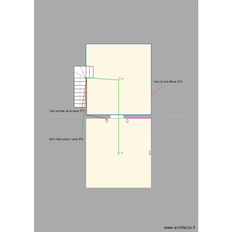 Plan électrique cave. Plan de 2 pièces et 43 m2