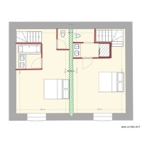 Plan étage avec escalier à l'entrée du living