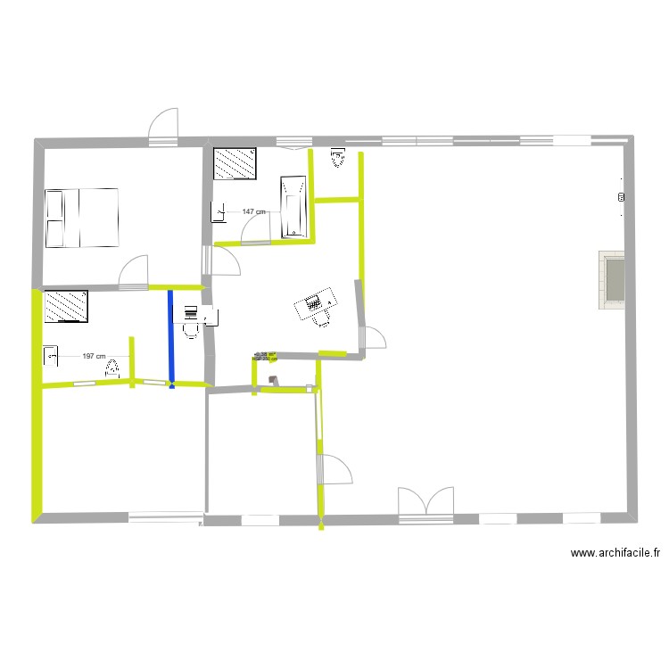 1 er etage V2. Plan de 1 pièce et 0 m2