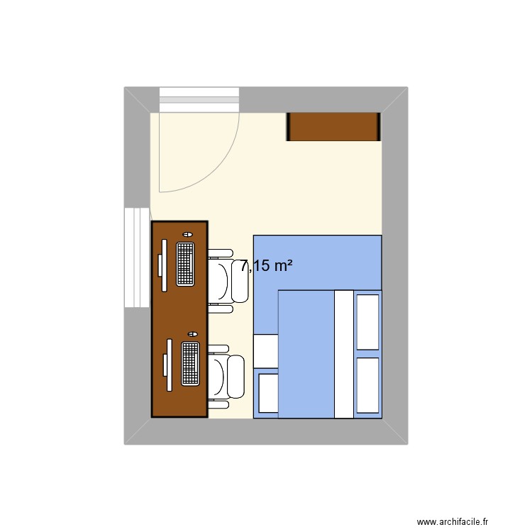 chambre 2 def. Plan de 1 pièce et 7 m2