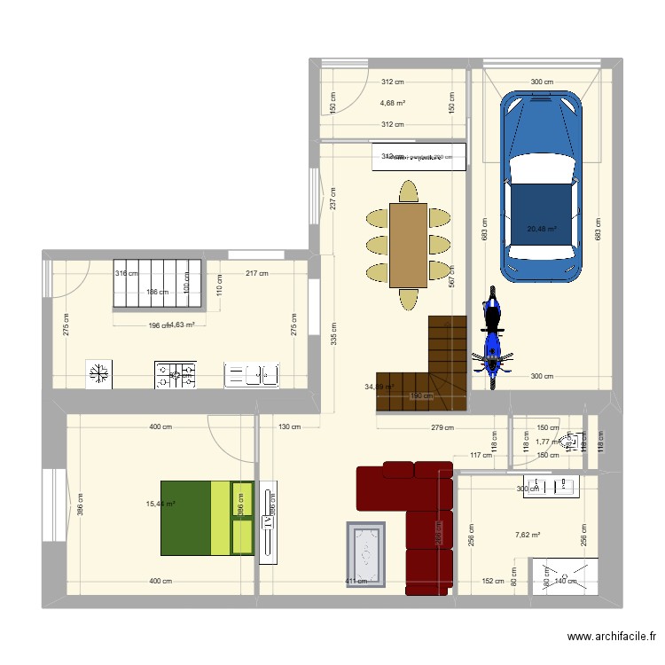 pomblos. Plan de 8 pièces et 100 m2