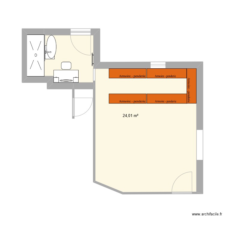 suite rdc. Plan de 1 pièce et 24 m2