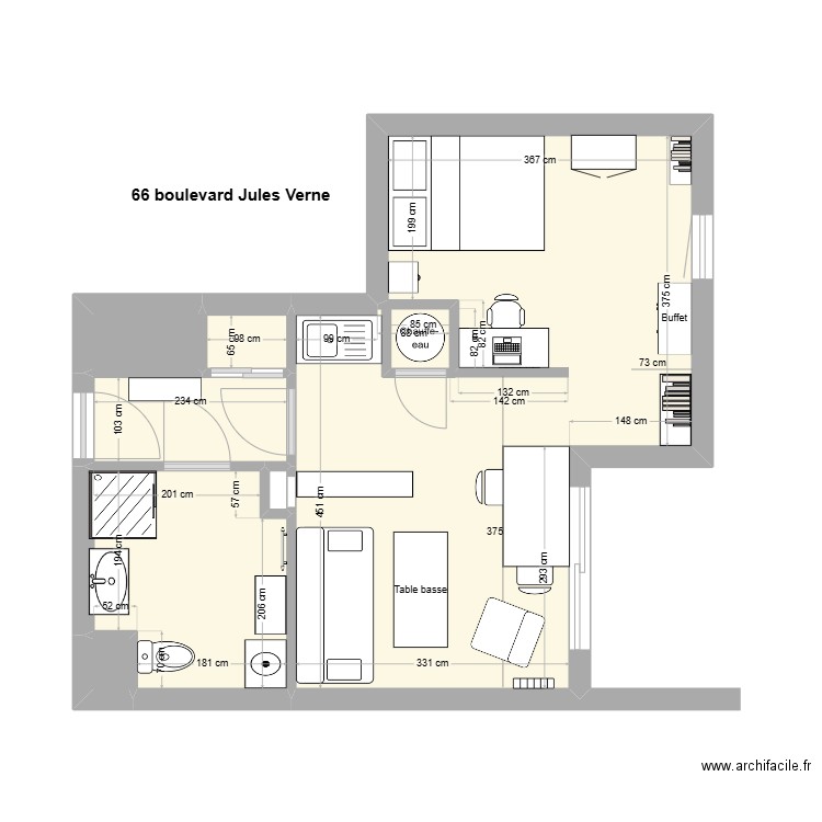 66 Jules Verne. Plan de 7 pièces et 35 m2