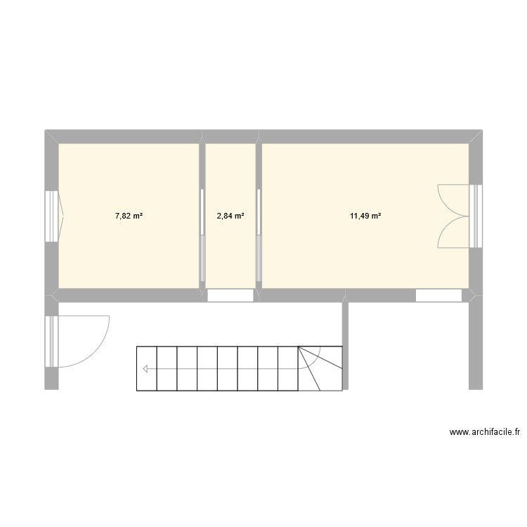 rectangle2. Plan de 3 pièces et 22 m2