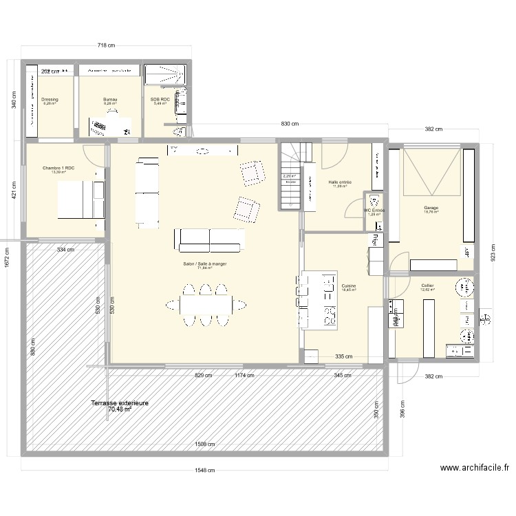 Projet Resty avec R+1. Plan de 19 pièces et 304 m2