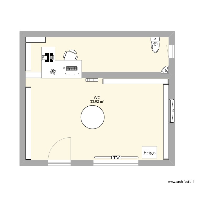 mileurie montilienne. Plan de 1 pièce et 33 m2