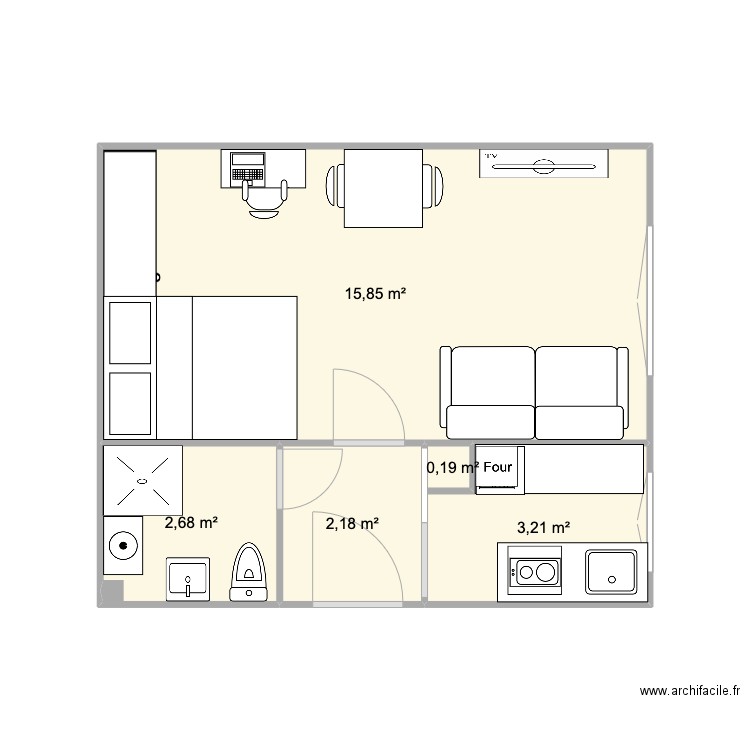 36 Chaptal 2. Plan de 5 pièces et 24 m2