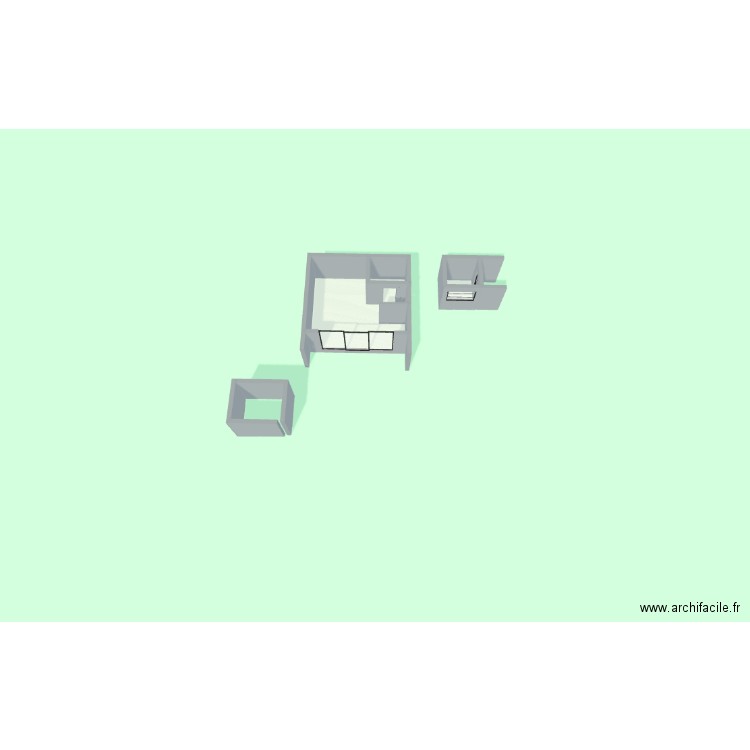 Le cube. Plan de 2 pièces et 34 m2