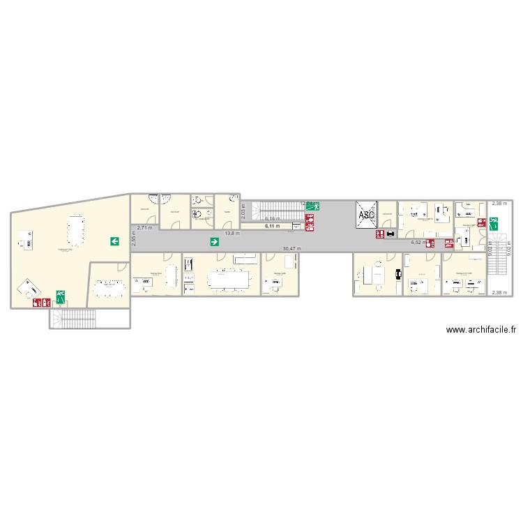 MINOTERIE 1e ETAGE. Plan de 20 pièces et 428 m2