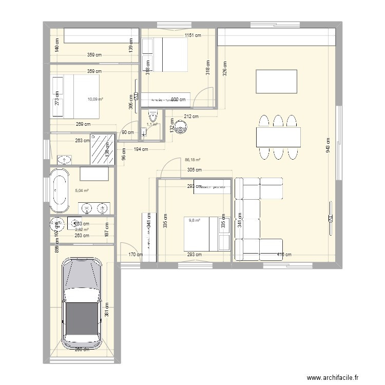 Maison. Plan de 6 pièces et 124 m2