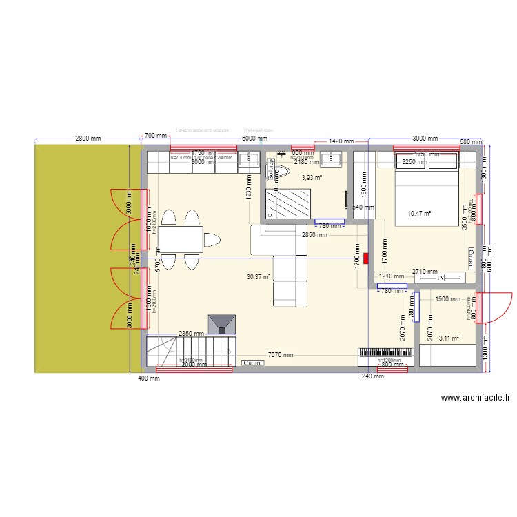 ЕБ 7. Plan de 10 pièces et 94 m2