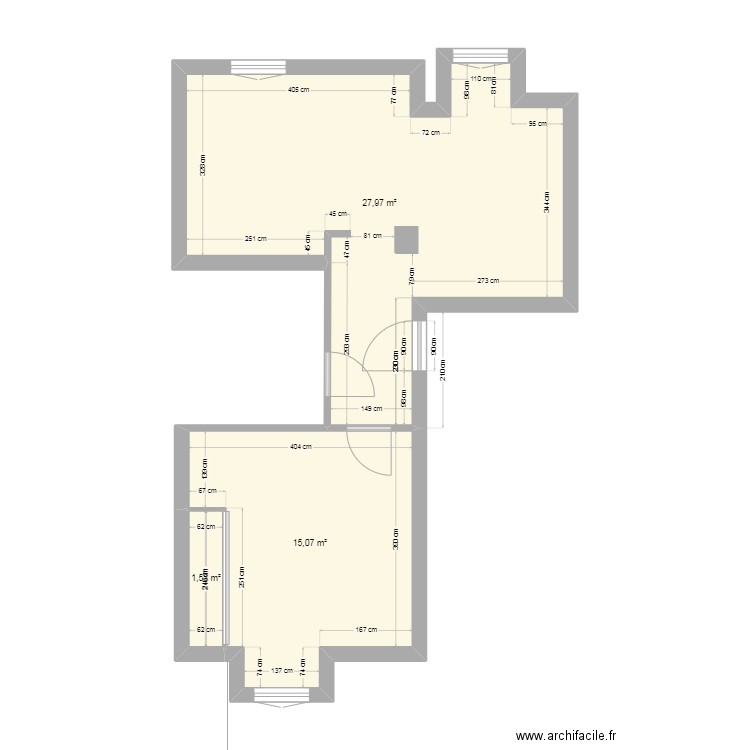 Plan Appartement Mathilde. Plan de 3 pièces et 45 m2