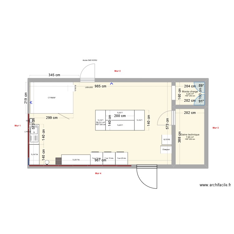 Raal rez gauche - Calpinage Inox. Plan de 3 pièces et 68 m2