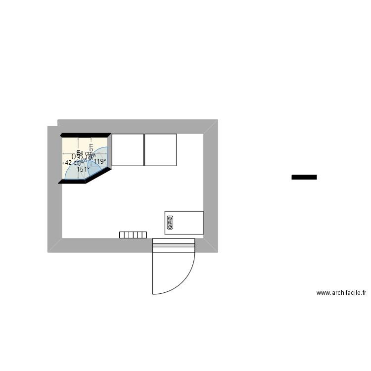 plan laverie. Plan de 1 pièce et 1 m2