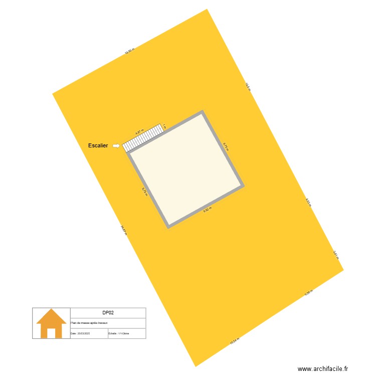 DP04 Après travaux. Plan de 1 pièce et 86 m2