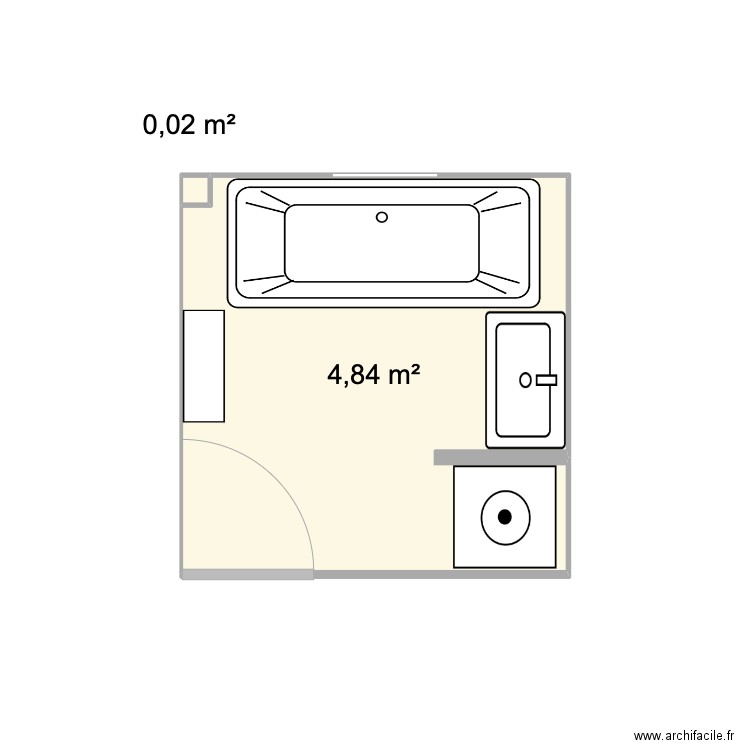 Salle de bain. Plan de 2 pièces et 5 m2