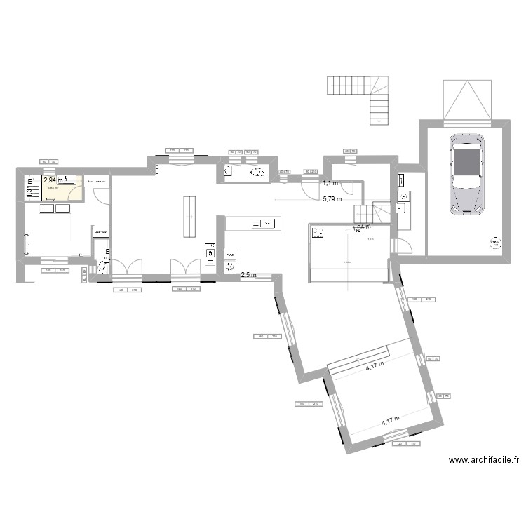 BANDOL RDC Test 5. Plan de 1 pièce et 4 m2