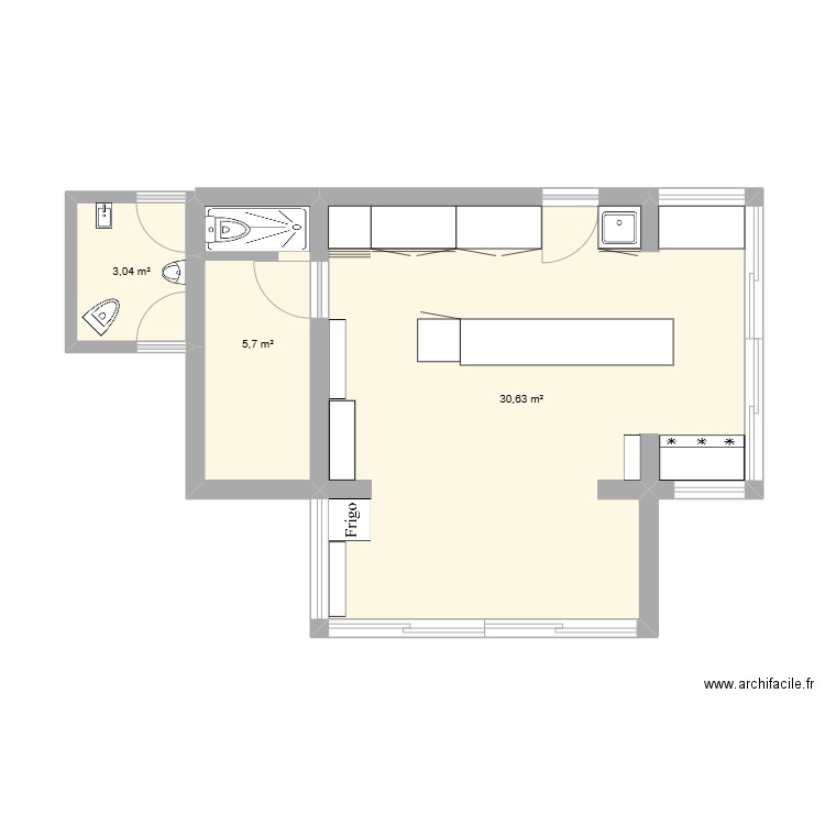 Chalet de la faucille. Plan de 3 pièces et 39 m2