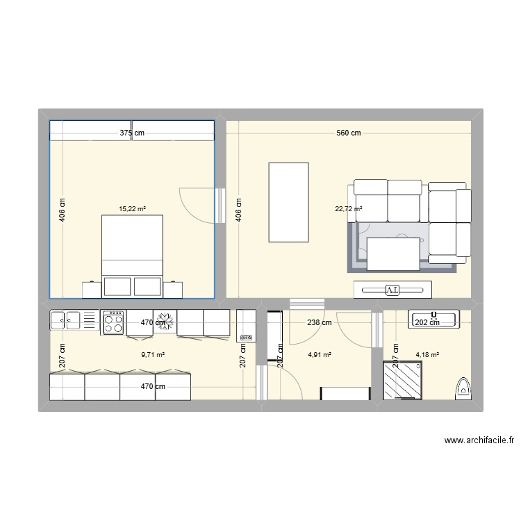 APPARTEMENT 2. Plan de 5 pièces et 57 m2