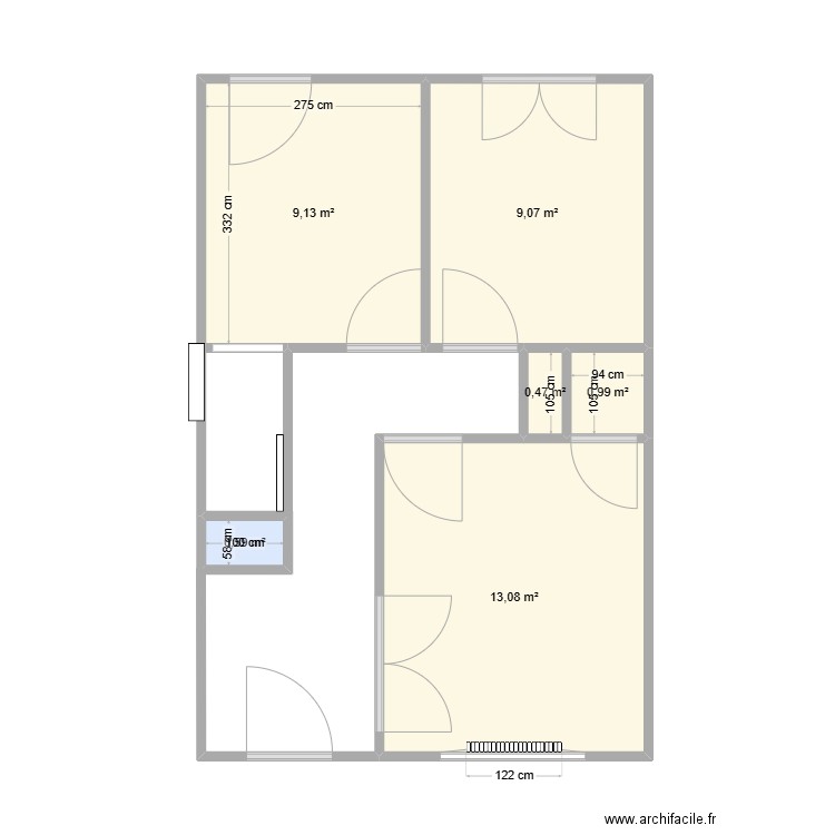 amplepuis RDC. Plan de 6 pièces et 33 m2