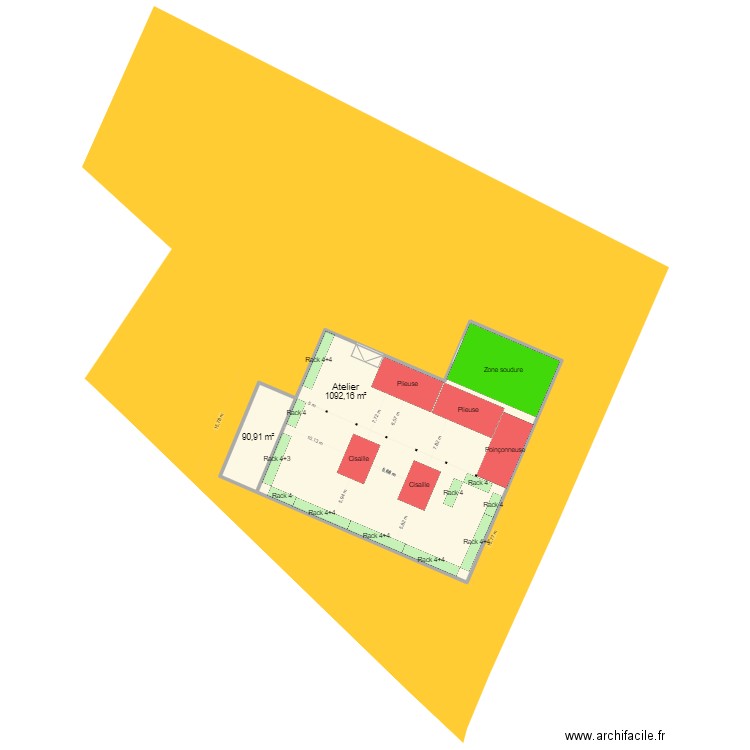 Atelier Ecopliage (Pont du chateau). Plan de 2 pièces et 1183 m2