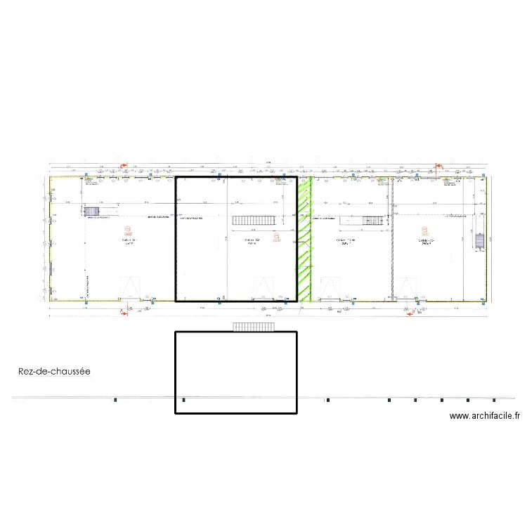 51531-croquis RDC et mezzanine. Plan de 2 pièces et 172 m2