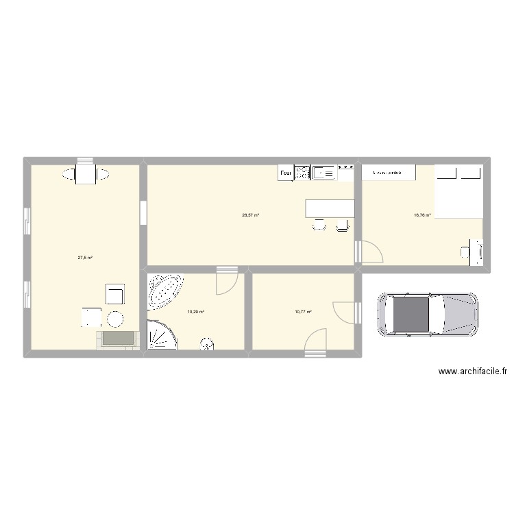 Maison. Plan de 5 pièces et 94 m2