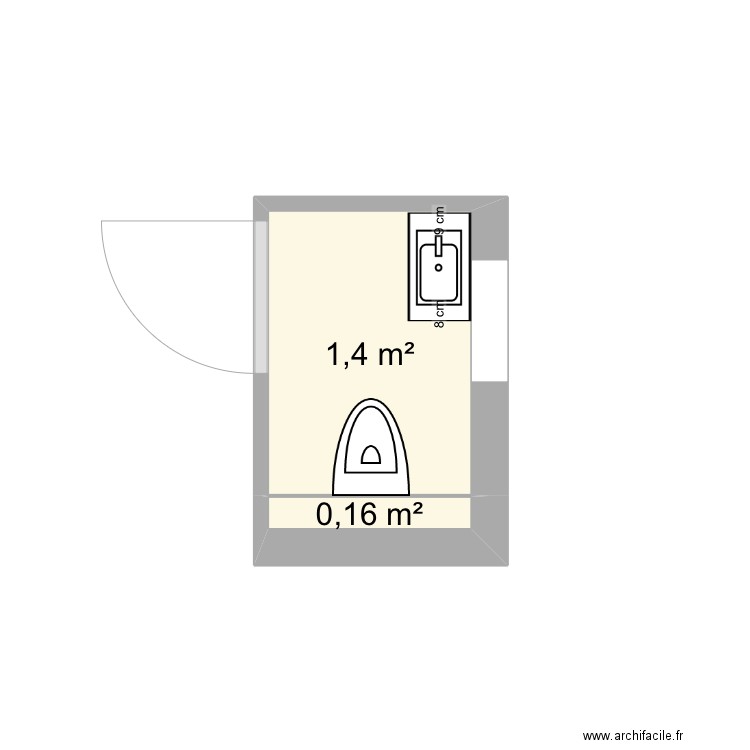 WC Invite 2. Plan de 2 pièces et 2 m2