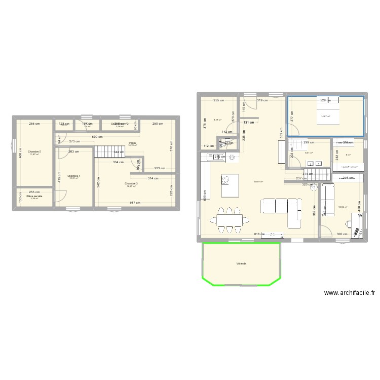 Notre maison - Bouchemaine Bapt rénov. Plan de 16 pièces et 186 m2