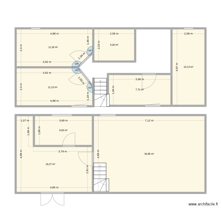 Maison LHP. Plan de 8 pièces et 104 m2