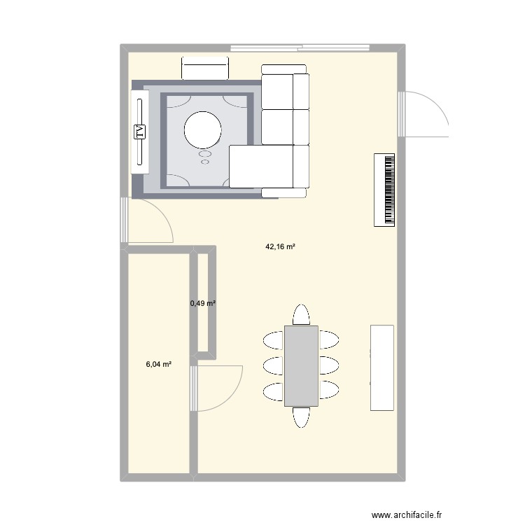 Maison. Plan de 3 pièces et 49 m2