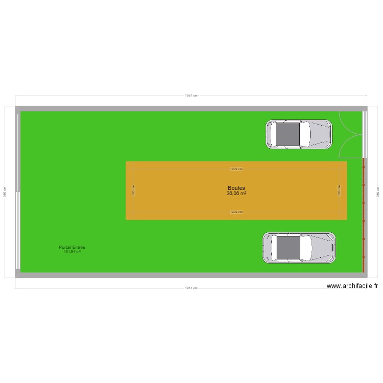 Jardin. Plan de 2 pièces et 207 m2