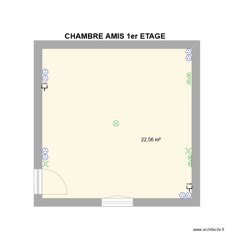 CHAMBRE AMIS ETAGE. Plan de 1 pièce et 23 m2