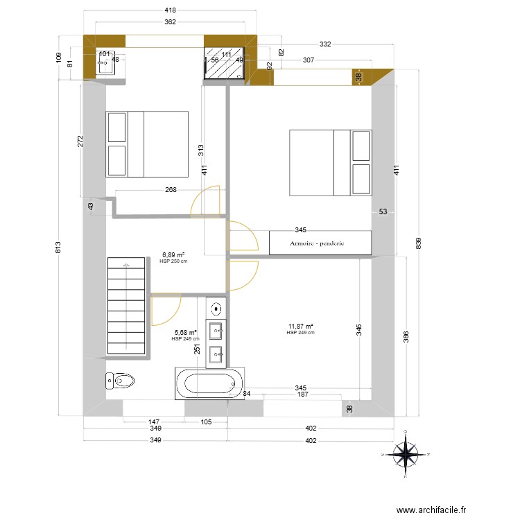 Maison Le Havre V1. Plan de 6 pièces et 76 m2