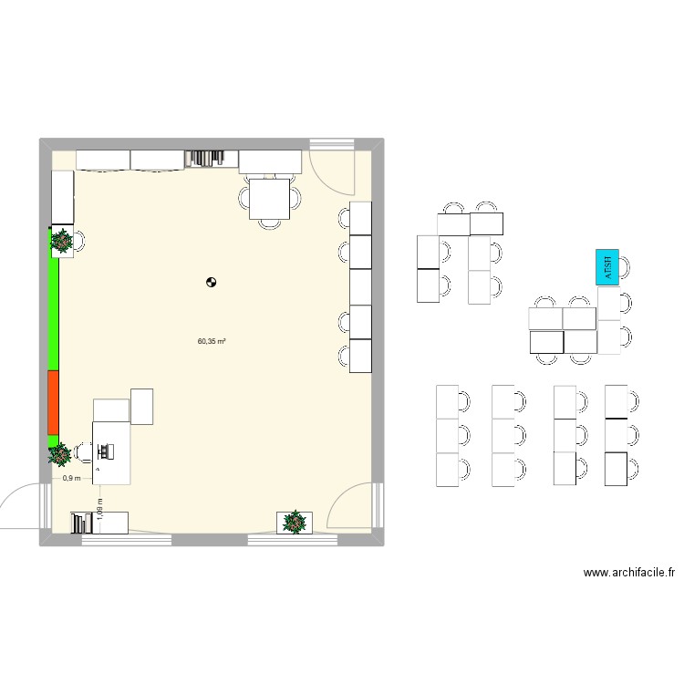 CM1b2. Plan de 1 pièce et 60 m2