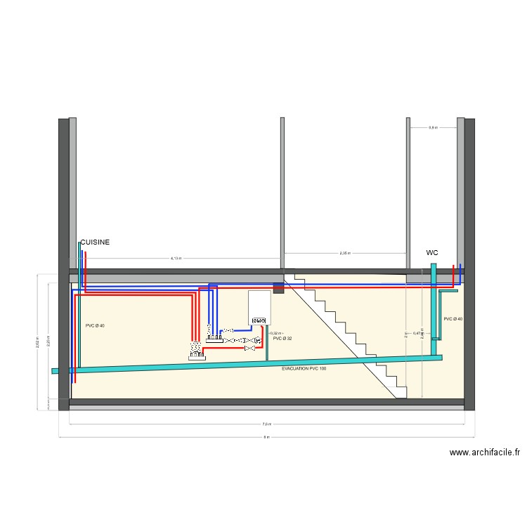 MUR INTERIEUR OUEST SOUS SOL . Plan de 0 pièce et 0 m2