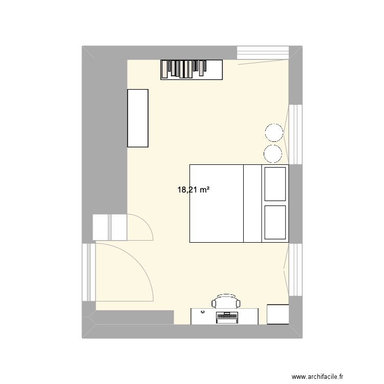 chambre. Plan de 1 pièce et 18 m2