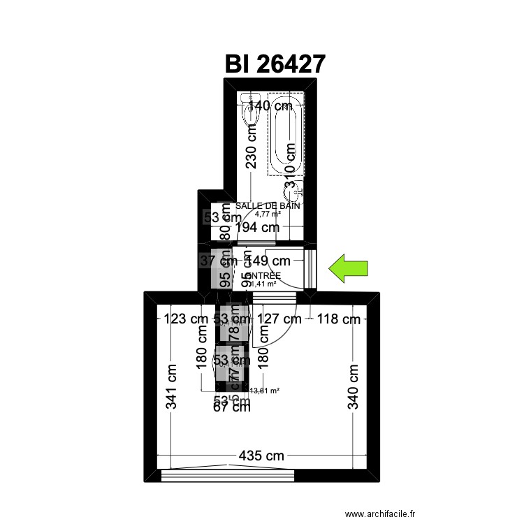 BI 26427. Plan de 7 pièces et 21 m2