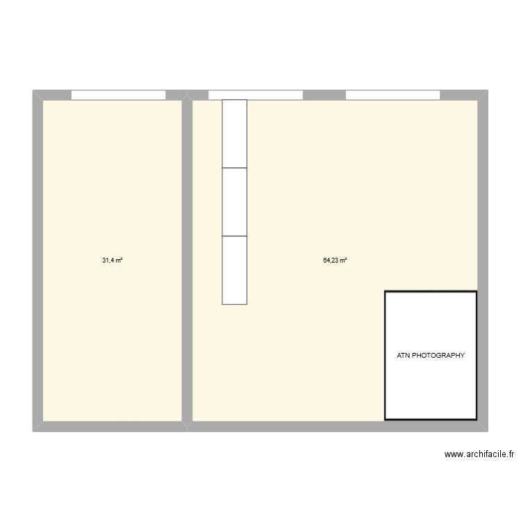 Chene_Hangar. Plan de 2 pièces et 96 m2