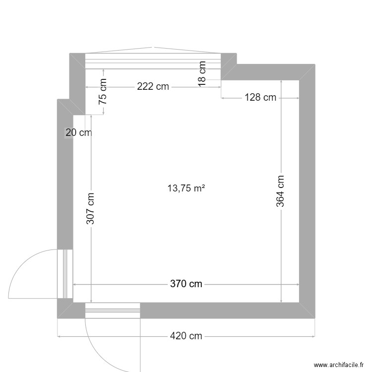 Zimmer. Plan de 1 pièce et 14 m2