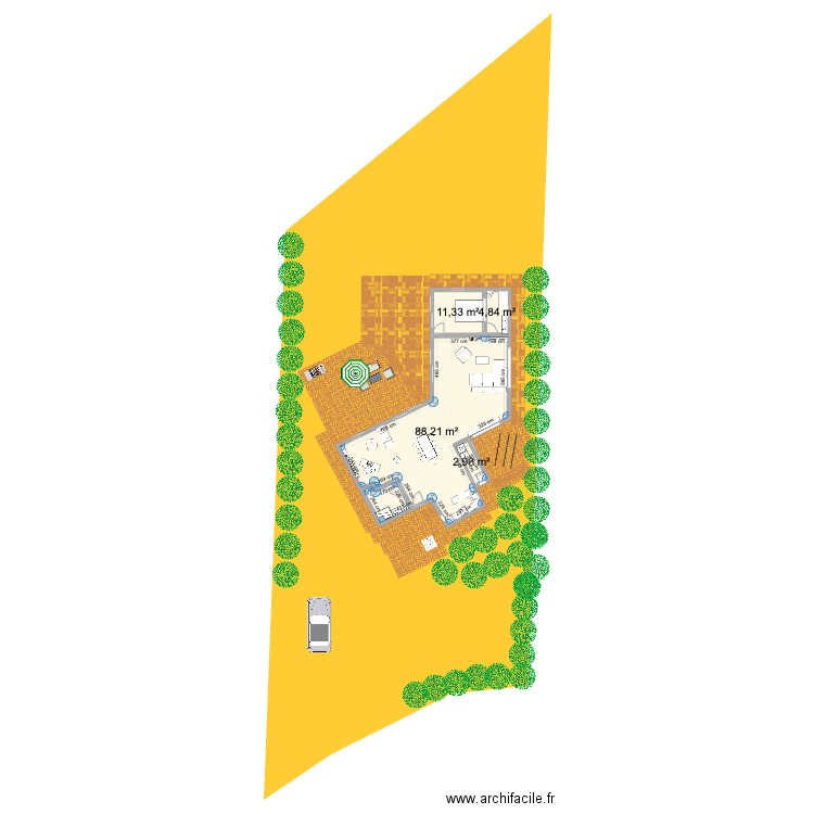 PLAN V04 + DECO JARDIN. Plan de 4 pièces et 107 m2