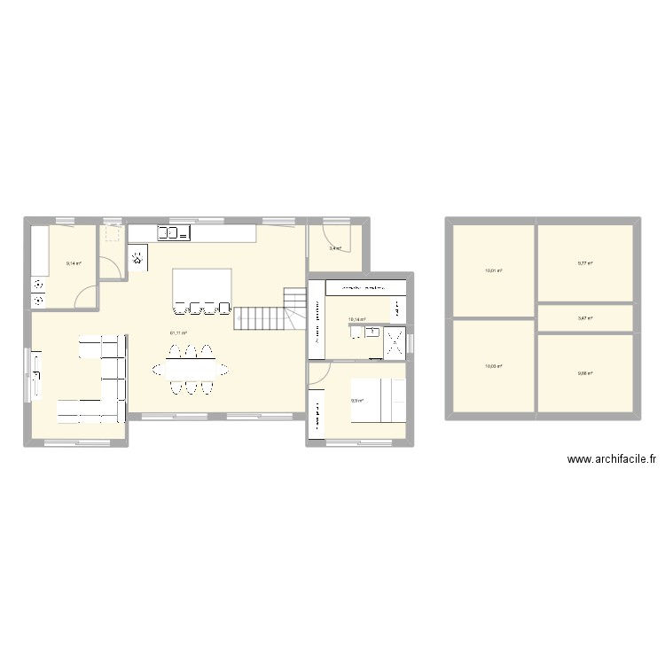 Maison 1. Plan de 10 pièces et 137 m2