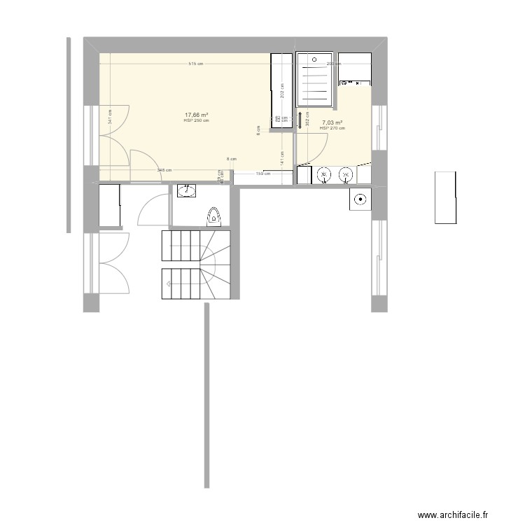 Réflexion 2. Plan de 2 pièces et 25 m2