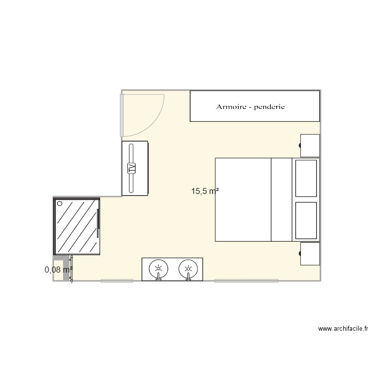 chambre rdc. Plan de 1 pièce et 16 m2