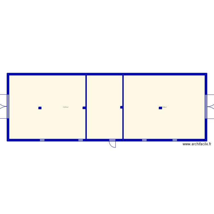 Hangar. Plan de 2 pièces et 194 m2