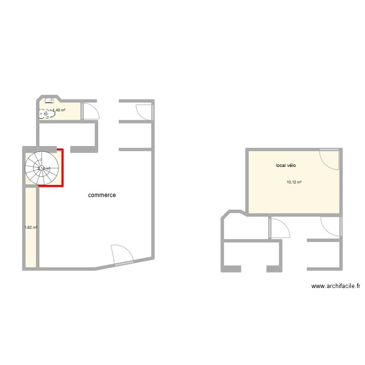 Fécamp3 commerce. Plan de 4 pièces et 15 m2