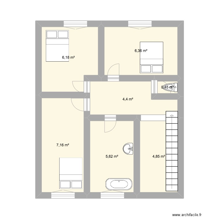 maison marcel. Plan de 7 pièces et 35 m2